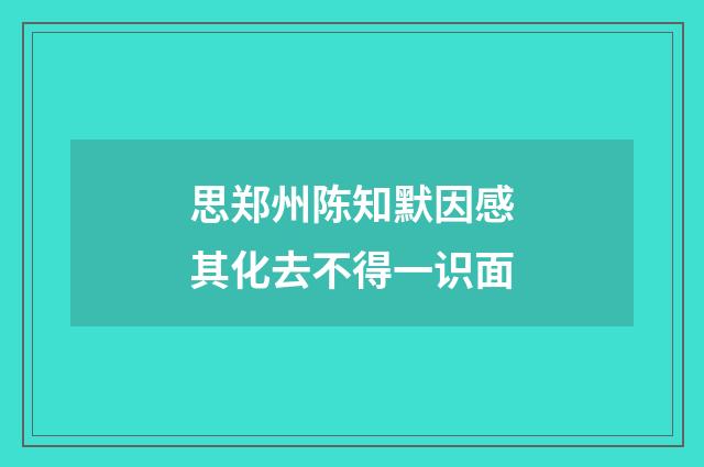 思郑州陈知默因感其化去不得一识面