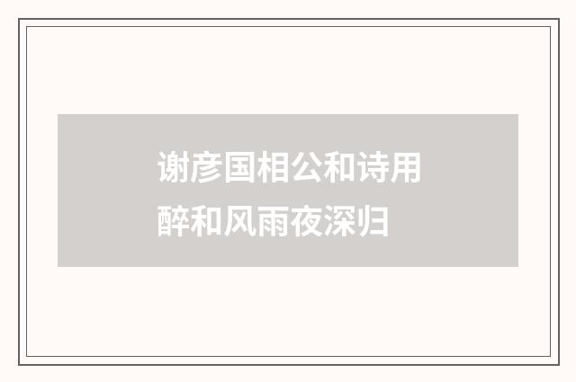 谢彦国相公和诗用醉和风雨夜深归