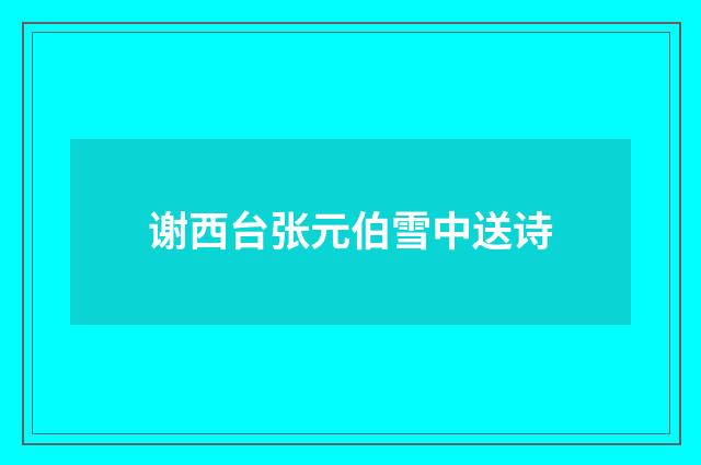 谢西台张元伯雪中送诗