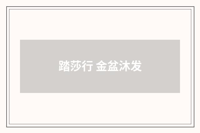 踏莎行 金盆沐发