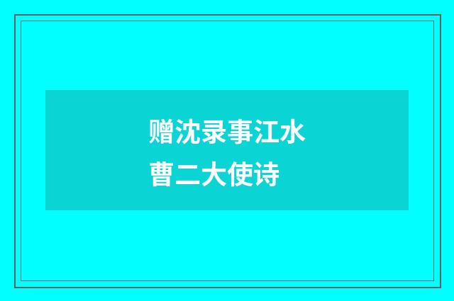 赠沈录事江水曹二大使诗