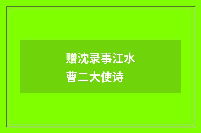 赠沈录事江水曹二大使诗