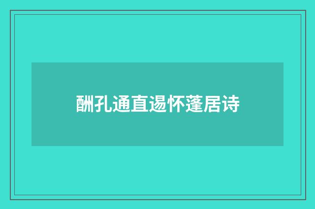 酬孔通直逷怀蓬居诗