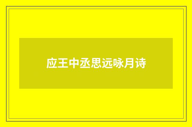 应王中丞思远咏月诗