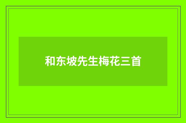 和东坡先生梅花三首