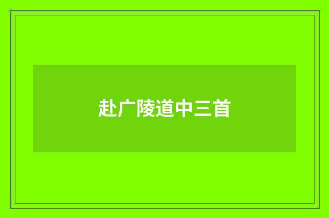 赴广陵道中三首