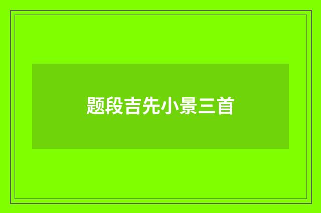 题段吉先小景三首