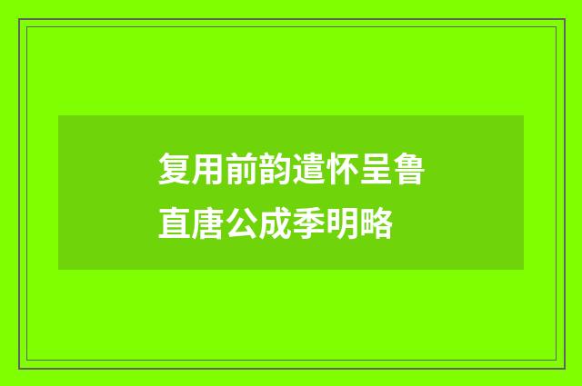 复用前韵遣怀呈鲁直唐公成季明略