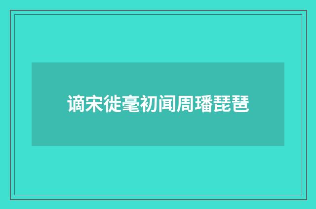 谪宋徙毫初闻周璠琵琶
