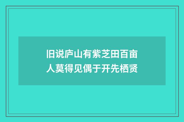 旧说庐山有紫芝田百亩人莫得见偶于开先栖贤