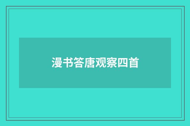 漫书答唐观察四首
