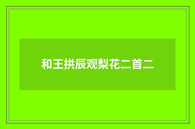 和王拱辰观梨花二首二