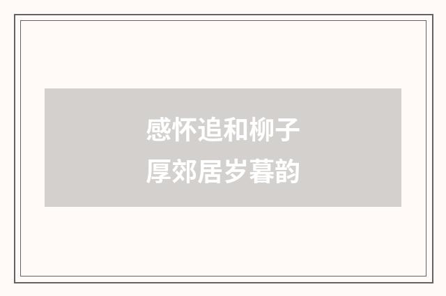 感怀追和柳子厚郊居岁暮韵