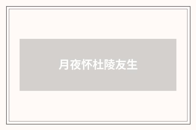 月夜怀杜陵友生