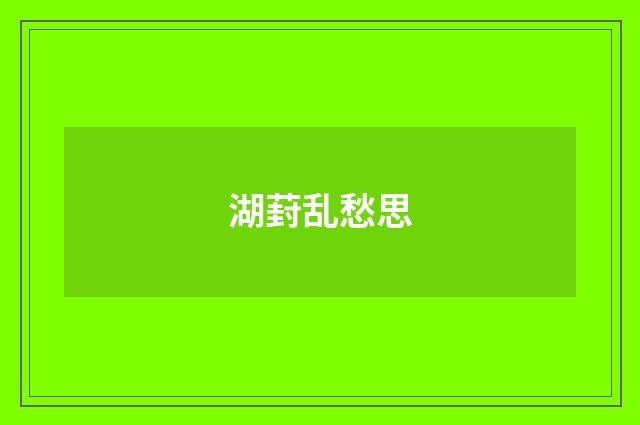 湖葑乱愁思