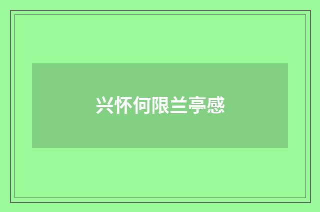 兴怀何限兰亭感