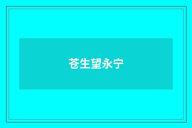 苍生望永宁