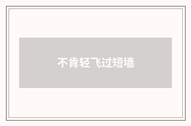 不肯轻飞过短墙