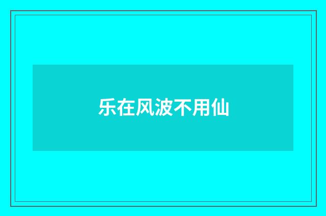 乐在风波不用仙