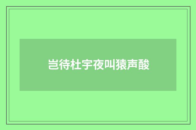 岂待杜宇夜叫猿声酸