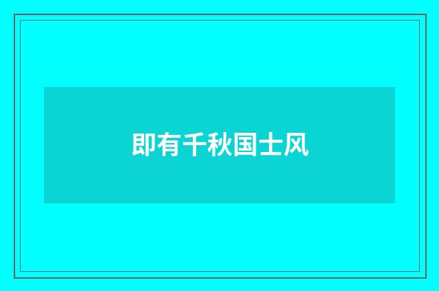 即有千秋国士风