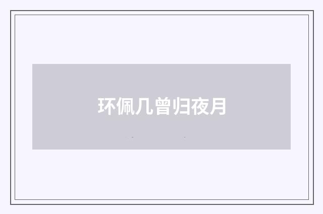 环佩几曾归夜月