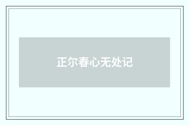 正尔春心无处记