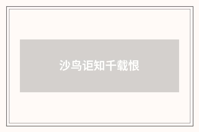 沙鸟讵知千载恨