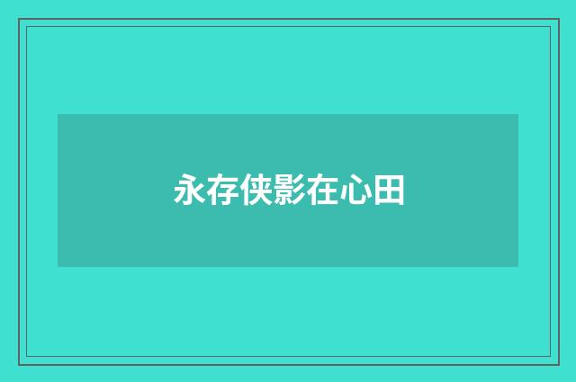 永存侠影在心田