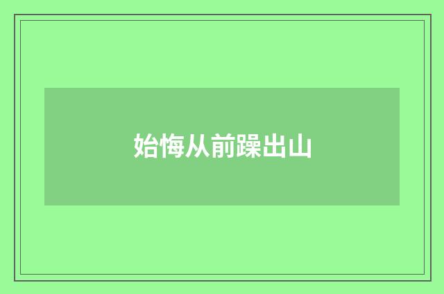 始悔从前躁出山