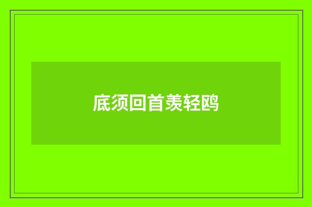 底须回首羡轻鸥