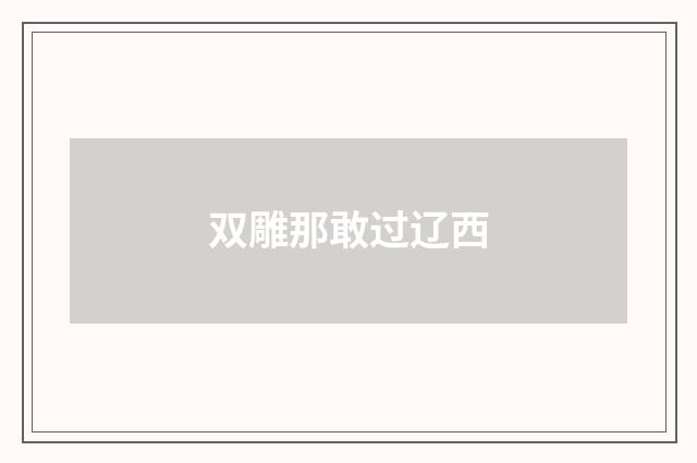 双雕那敢过辽西