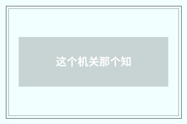 这个机关那个知