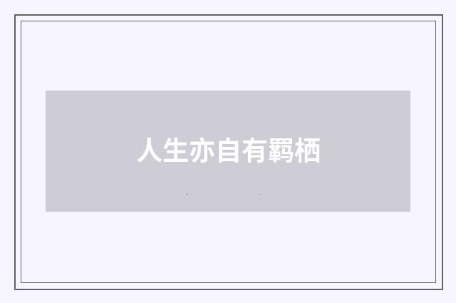 人生亦自有羁栖