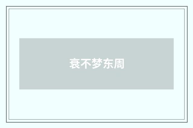 衰不梦东周