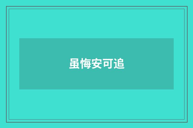 虽悔安可追