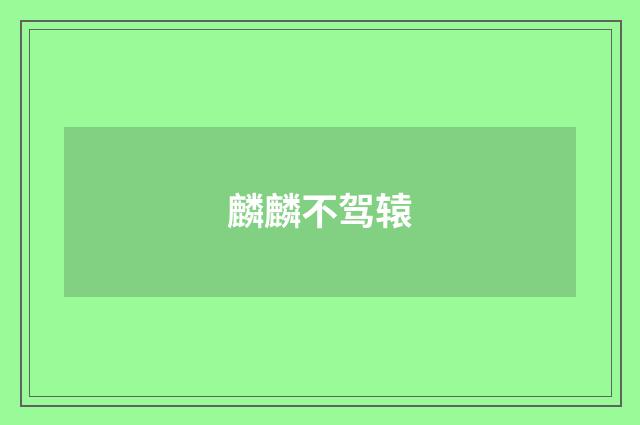 麟麟不驾辕