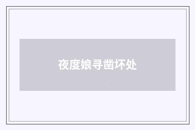 夜度娘寻凿坏处