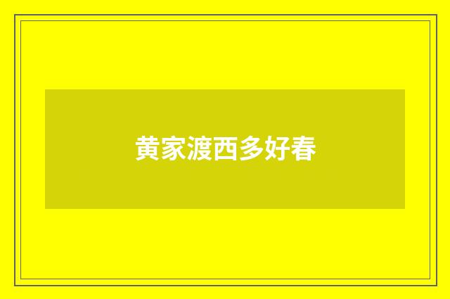 黄家渡西多好春