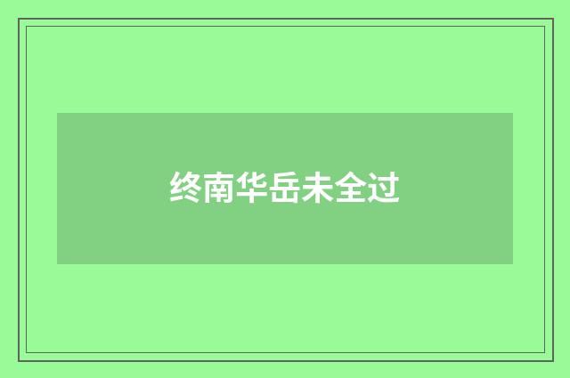 终南华岳未全过