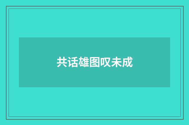 共话雄图叹未成