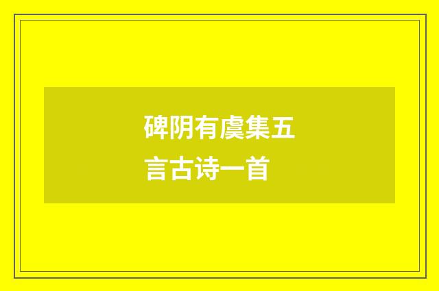 碑阴有虞集五言古诗一首