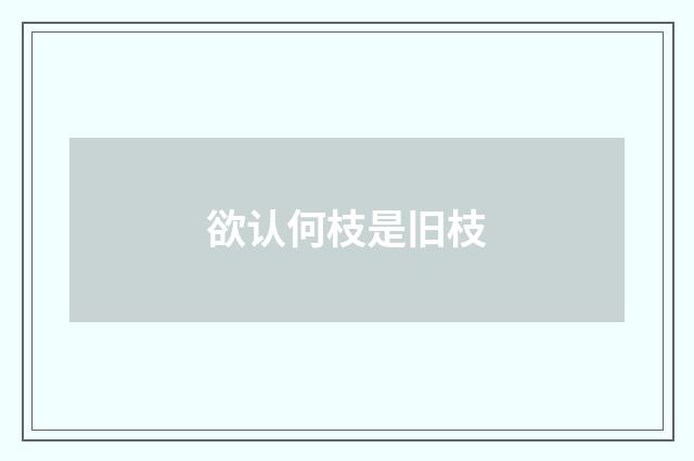欲认何枝是旧枝