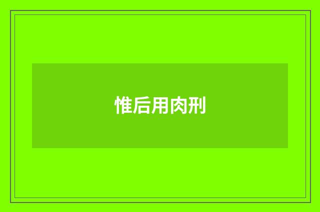 惟后用肉刑