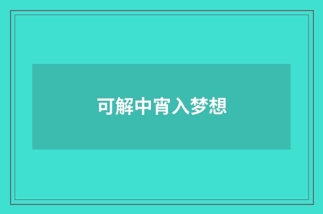 可解中宵入梦想