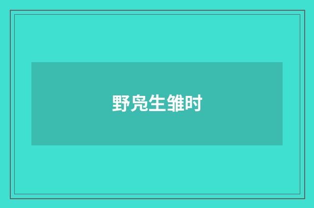 野凫生雏时
