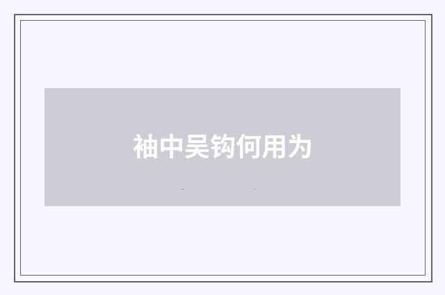 袖中吴钩何用为
