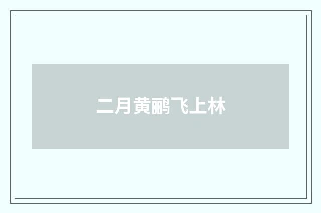 二月黄鹂飞上林