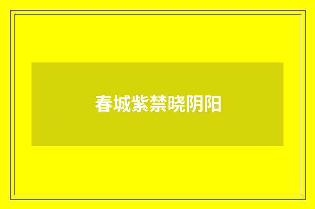 春城紫禁晓阴阳