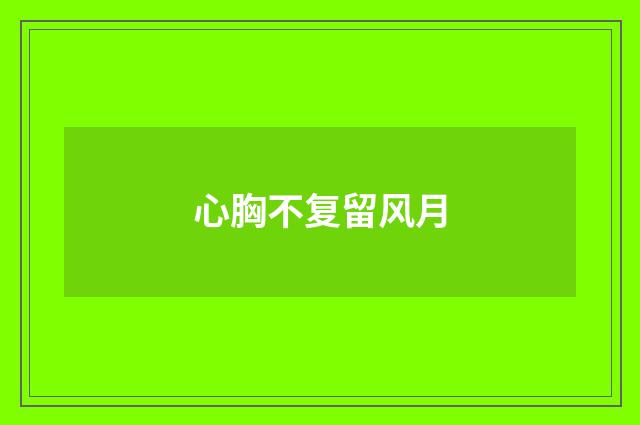 心胸不复留风月